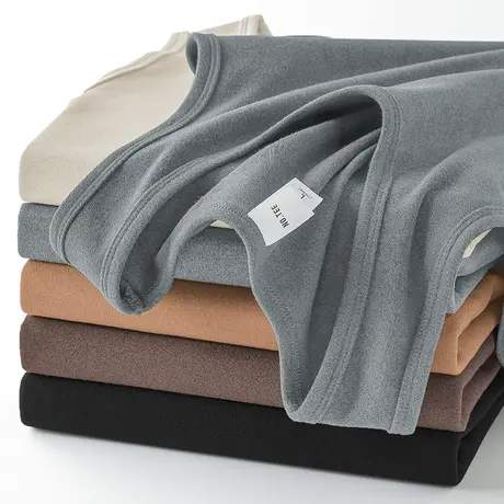 300g重磅德绒保暖背心男跨栏健身运动坎肩打底马甲双面绒无袖t恤商品大图