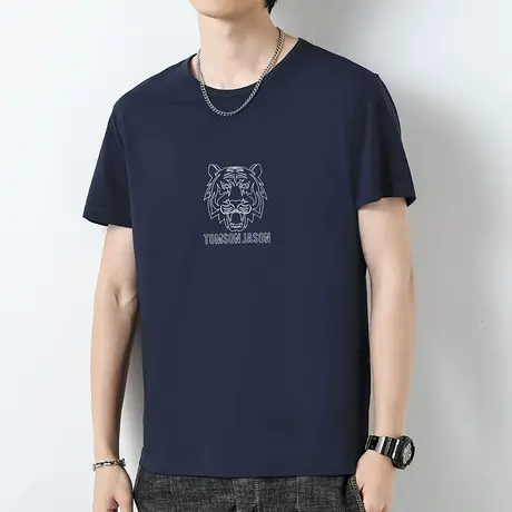 莫代尔冰丝短袖t恤男2024新款夏季速干凉感半袖潮流虎头印花体恤商品大图