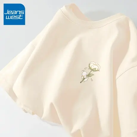 ZR真维斯纯棉短袖t恤女夏季2023新款 夏日多巴胺穿搭减龄显瘦上衣商品大图