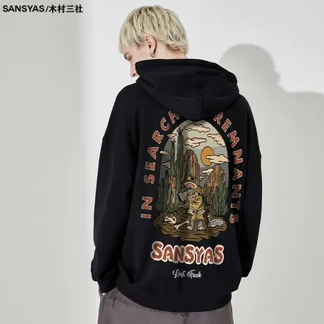 木村三社SANSYAS 荒野求生美式hiphop潮牌卫衣男宽松长袖t恤高街商品大图