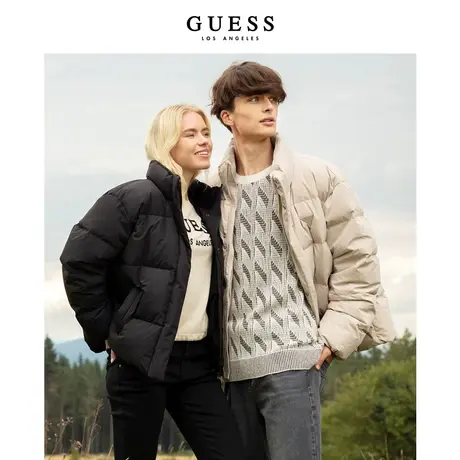 【38上新季】GUESS男士立领短款保暖面包服羽绒服外套M2BL958105Z图片