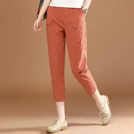 韩潮袭人松紧腰宽松七分休闲裤女2023夏新款百搭显瘦小脚哈伦裤薄图片