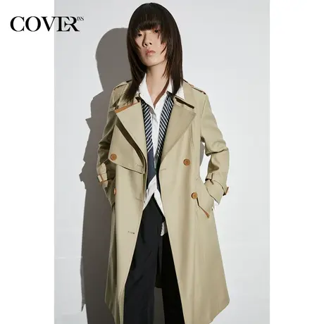 COVER2023春季高支高密双排扣棉质风衣图片