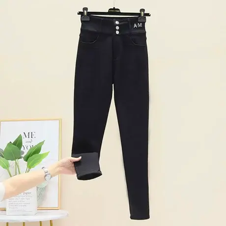 网红2023秋冬新款外穿加绒打底裤女高腰弹力魔术裤小脚铅笔长裤子商品大图