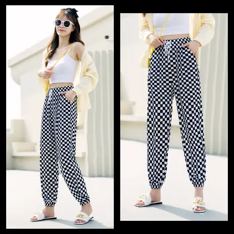 冰丝凉凉裤子女夏季薄款宽松小个子阔腿高腰直筒休闲运动防晒长裤图片