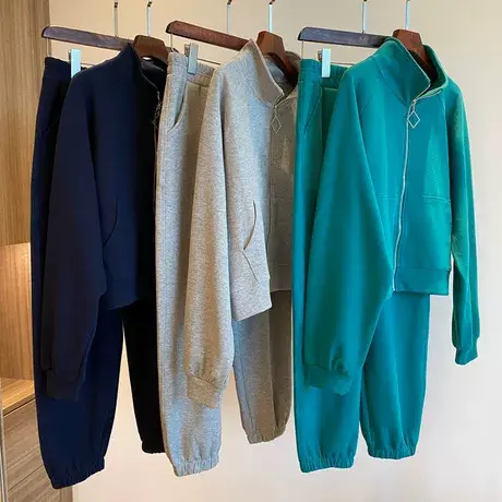 网红炸街卫衣卫裤套装女2022新款春秋宽松小个子休闲运动服两件套商品大图
