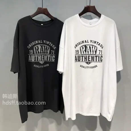 2022春装韩国ulzzang新款做旧字母图案宽松韩范下衣失踪中袖T恤女商品大图