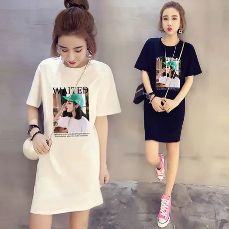 孕妇短袖t恤纯棉上衣中长款宽松时尚款大码怀孕体恤衣服孕妇夏装商品大图