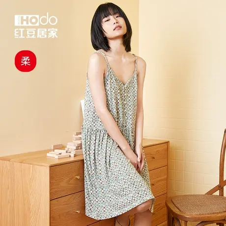 莫代尔吊带睡裙女士夏红豆居家服连衣裙性感舒适睡衣夏季薄款商品大图