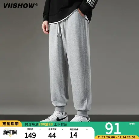 VIISHOW美式加厚秋冬季运动裤男生宽松抽绳感卫裤高街束脚休闲裤商品大图