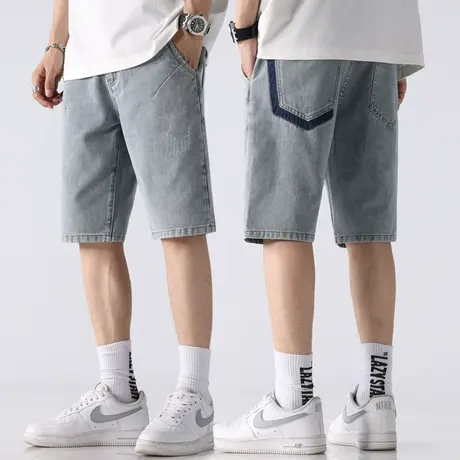 五分薄款牛仔夏季大短裤男士休闲男生港风中裤子夏装马裤日系夏裤商品大图