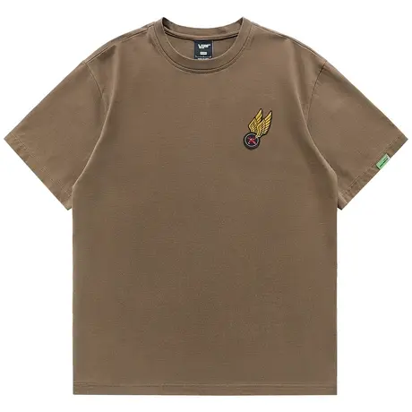 VIP夏季刺绣短袖T恤男士美式复古毛巾绣体恤宽松纯棉半袖上衣潮牌商品大图