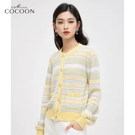 missCOCOON温柔风毛针织衫女2023新款早春季渐变减龄时尚开衫外套图片