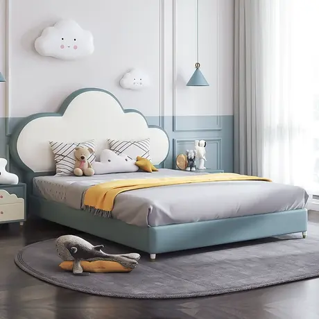 顾家家居儿童床女孩男孩女童公主床云朵床卧室轻奢现代简约软包床商品大图