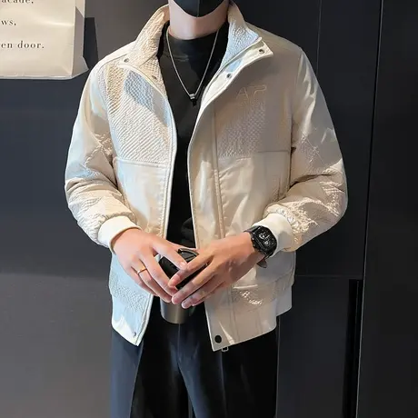 潮男工装外套秋季2023新款立领潮流休闲个性拼接夹克上衣痞帅衣服商品大图