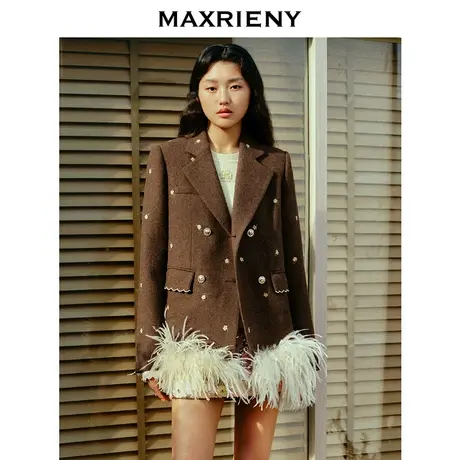 [3件8折]MAXRIENY宫廷复古感绣花外套女24年冬高级气质感商品大图