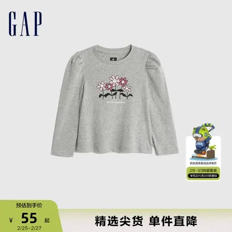 Gap女幼童春秋洋气舒适亲肤纯棉长袖T恤儿童装休闲运动上衣785687商品大图