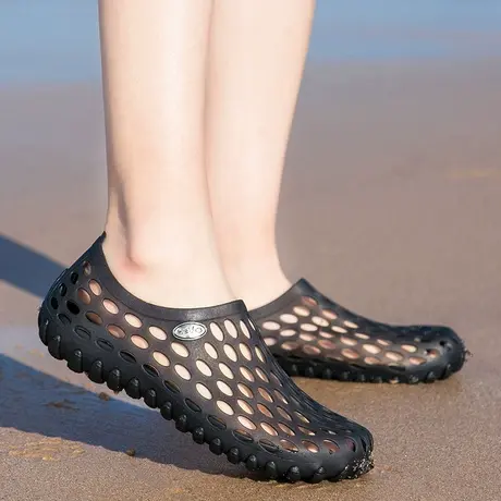 洞洞鞋女夏季新款外穿一脚蹬休闲包头沙滩透气软底套脚运动凉拖鞋商品大图