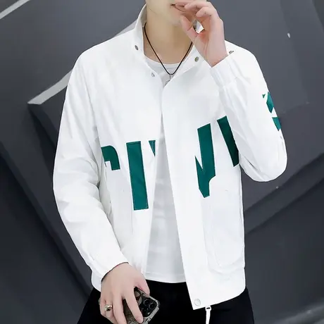 学生潮牌薄款字母夹克春秋季美式百搭上衣潮流休闲立领秋装外套男商品大图