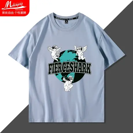 美式复古潮牌短袖男士2022新款夏季oversize宽松百搭纯棉t恤夏装商品大图