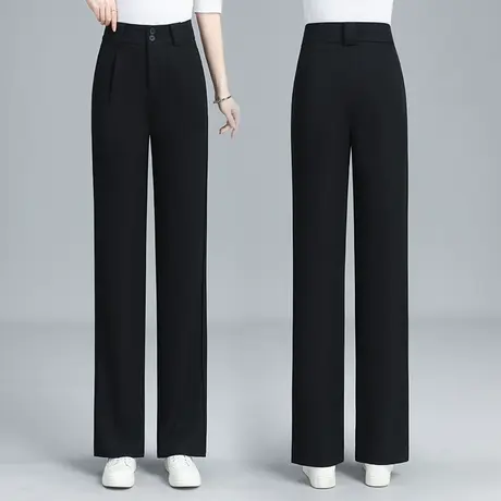 窄版阔腿裤女2023年春季新款黑色休闲西裤直筒裤垂感高级感拖地裤商品大图