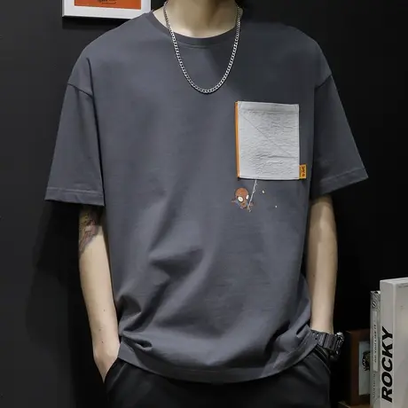 短袖t恤男士宽松大码潮牌胖子体恤夏季纯棉半袖2023新款加肥加大图片