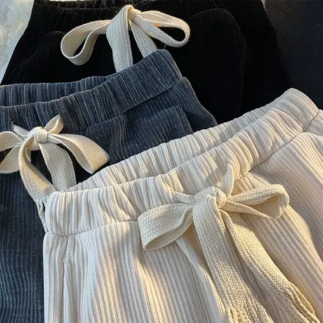 灯芯绒休闲裤子男宽松直筒春秋冬高街运动裤ins潮流长裤阔腿卫裤商品大图