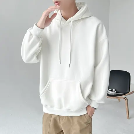 纯色卫衣男秋季2023新款重磅加厚外套美式复古大码宽松连帽上衣服商品大图