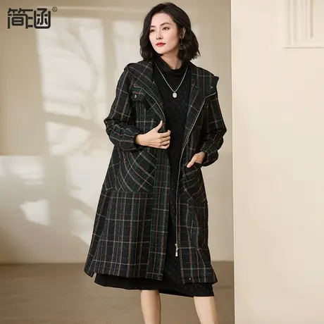 简涵旗舰店2023秋冬新款加肥加大宽松休闲显瘦中长款风衣女外套潮图片