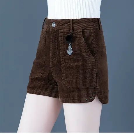 秋冬新款灯芯绒短裤女高腰宽松阔腿休闲裤条绒打底外穿百搭靴裤潮图片