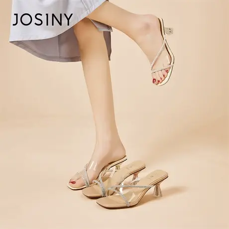 Josiny/卓诗尼外穿凉拖女2024春夏季新款气质法式缠绕一字拖凉鞋商品大图