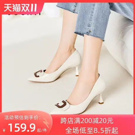 卓诗尼2023秋季新款尖头高跟鞋时尚舒适气质单鞋潮流仙女风时装鞋商品大图