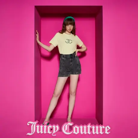Juicy Couture橘滋2023新款清新柠檬花簇绣女T恤图片
