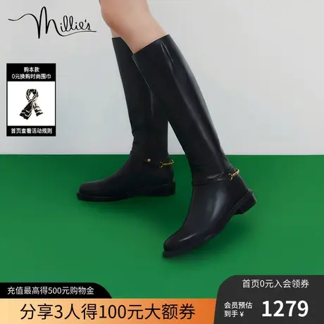 millie's妙丽冬季新款牛皮时尚骑士靴高筒女长靴SGJ41DG2商品大图