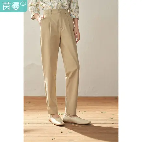 【商场同款】茵曼2023春女装新款通勤萝卜高腰基础款休闲九分裤子图片