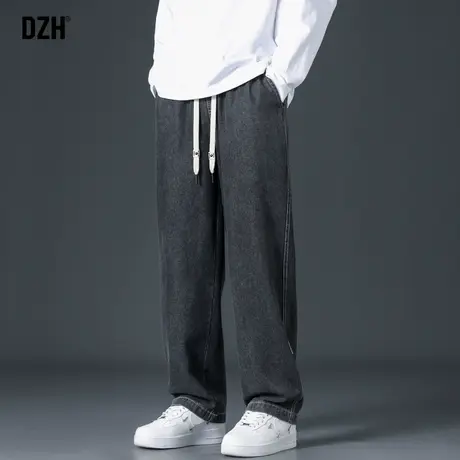 男士阔腿裤垂感黑色牛仔裤男秋季潮牌裤子男款2023新款宽松休闲裤商品大图