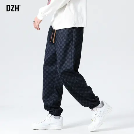 男士美式格子裤男休闲裤春夏款oversize裤子高级感设计感束脚裤男商品大图