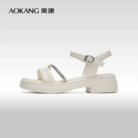 【门店发货】奥康女鞋 2024夏季新款时尚甜美露趾配裙子厚底凉鞋图片