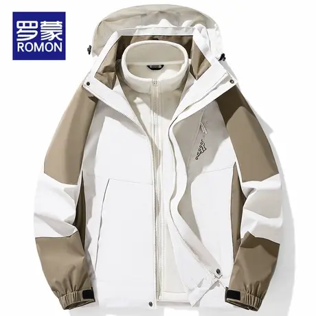 罗蒙户外冲锋衣男女2025新款三合一登山服春秋冬季可拆卸保暖外套图片