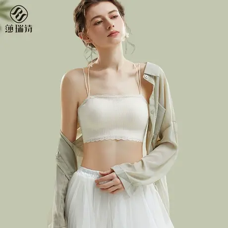 细肩带美背内衣女一体式无痕2025夏季新款薄款交叉吊带带胸垫文胸图片