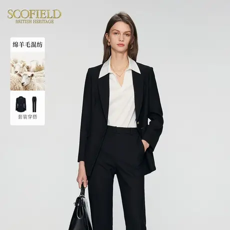 【羊毛】Scofield女装率性一粒扣西装通勤收腰外套冬季图片
