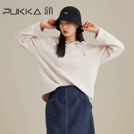蒲PUKKA 时尚连帽卫衣 粉色针织连帽卫衣外套宽松舒适秋冬新款图片