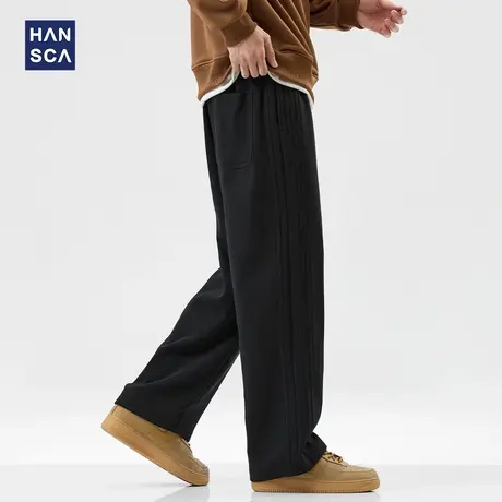 hansca美式街头条纹休闲卫裤男2025年春夏季新款透气运动百搭长裤图片