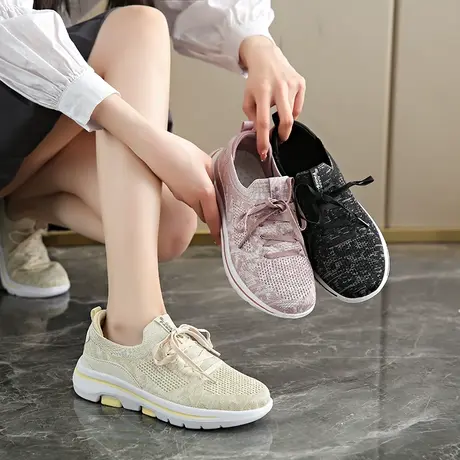 老北京布鞋女春夏透气飞织运动鞋轻便软底妈妈鞋大码41-42网布鞋商品大图