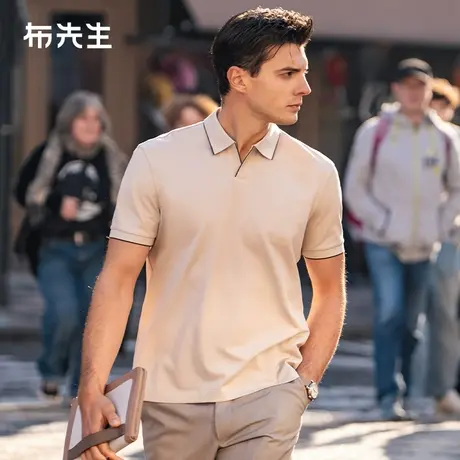 MrBu布先生海鸥领凉感短袖男2025吸湿排汗撞色时尚夏装t恤AT16080商品大图