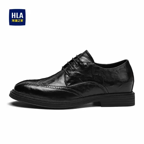HLA/海澜之家男鞋父亲鞋春秋商务正装布洛克鞋尖头增高结婚皮鞋商品大图