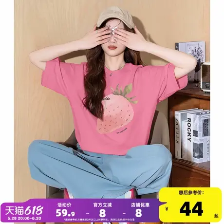 唐狮2025夏季新款女短袖T恤宽松休闲圆领纯棉加厚百搭今年流行商品大图