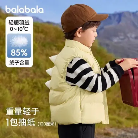 巴拉巴拉童装儿童羽绒马甲2024冬装新款男童女童立领外套保暖可爱商品大图