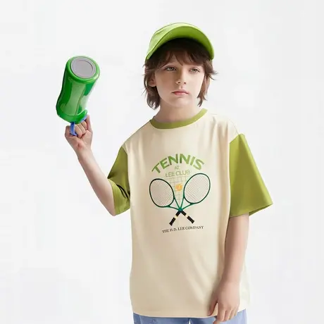 lee童装男女童设计感印花短袖t恤2025年夏季宽松百搭休闲体恤上衣商品大图