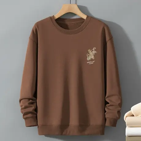 320g重磅卫衣男生秋冬款加绒加厚无帽圆领上衣服长袖t恤潮流百搭商品大图